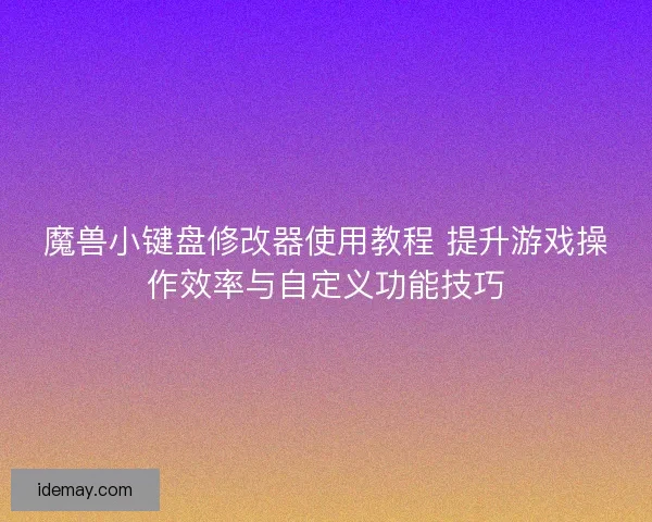 魔兽小键盘修改器使用教程 提升游戏操作效率与自定义功能技巧